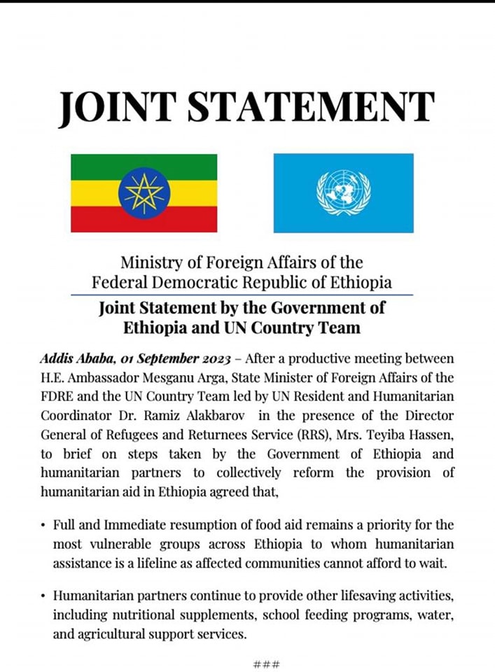 The Ministry of Foreign Affairs, Refugees and Returnees Service and UN Country Team hold a meeting